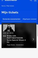 Drake ziggo dome 2 zitplekken 2 augustus, Tickets en Kaartjes, Twee personen, Augustus