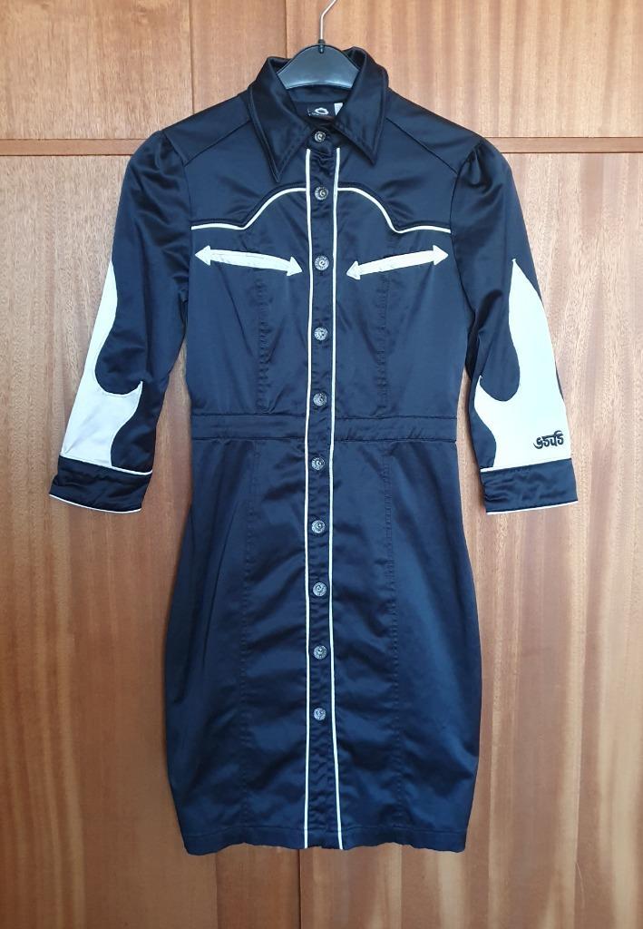 Donkerblauw wit Gsus jurk western cowboy stijl S zgan, Kleding | Dames, Jurken, Zo goed als nieuw, Maat 36 (S), Blauw, Knielengte