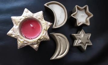 Zon, Ster & Maan Kaarsjes/Kandelaars Set. Waxinekaarsje.  beschikbaar voor biedingen