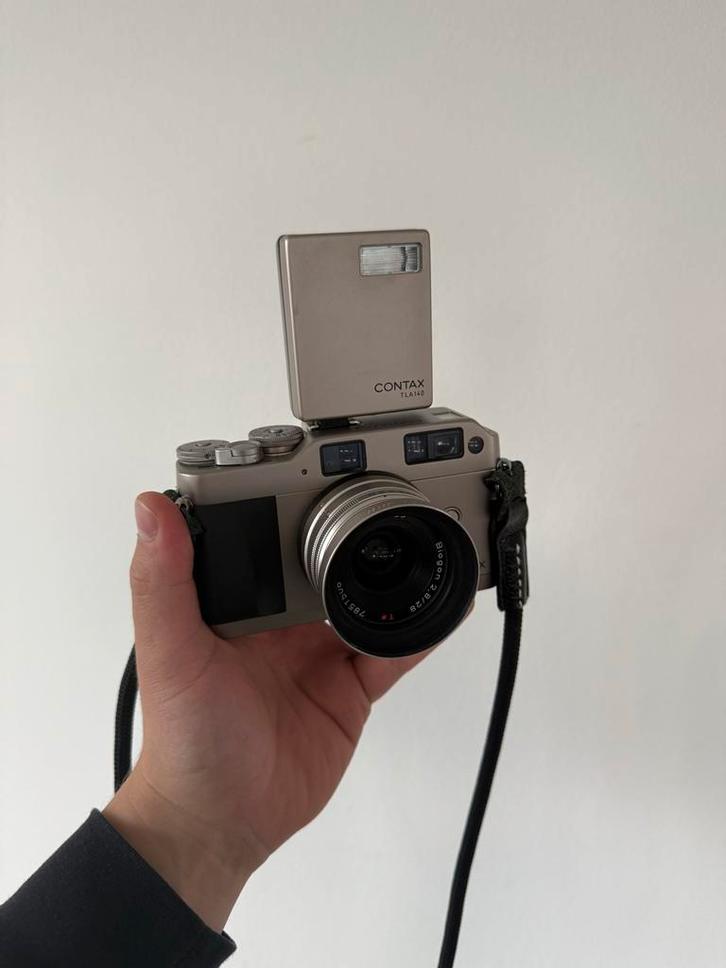Contax G1 Green Label - Zeiss 28mm - TLA 140 Flitser, Audio, Tv en Foto, Fotocamera's Analoog, Zo goed als nieuw, Compact, Overige Merken