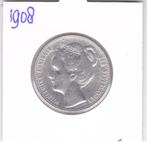 Heel nette 1 gulden 1908 voor 22 euro, 1 gulden, Zilver, Ophalen of Verzenden, Koningin Wilhelmina