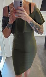 Groene Khaki Strapless Jurk S/M - Feestdagen!, Ophalen of Verzenden, Zo goed als nieuw, Knielengte, Maat 36 (S)