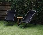 2x loungestoel Genova zwart met opberghoes, Tuin en Terras, Tuinstoelen, Ophalen, Zo goed als nieuw, Kunststof