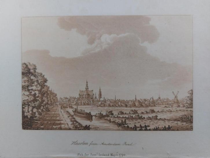 02 / Haarlem vanaf de Amsterdamse Straatweg uit 1790, Antiek en Kunst, Kunst | Litho's en Zeefdrukken, Ophalen of Verzenden