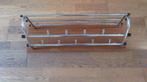Mooie vintage chroom wandkapstok op hout met 9 haken, Wandkapstok, Overige materialen, Ophalen of Verzenden, Zo goed als nieuw
