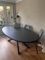 Eettafel ovaal zwart + 3 stoelen (zeer nette staat), Huis en Inrichting, Tafels | Eettafels, Ophalen, 100 tot 150 cm, 200 cm of meer