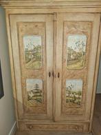 handbeschilderde brocante kast, uniek stuk!, Antiek en Kunst, Antiek | Meubels | Kasten, Ophalen of Verzenden