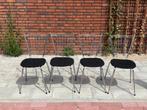 4 eetkamerstoelen - retro, Huis en Inrichting, Stoelen, Ophalen, Gebruikt, Zwart, Metaal