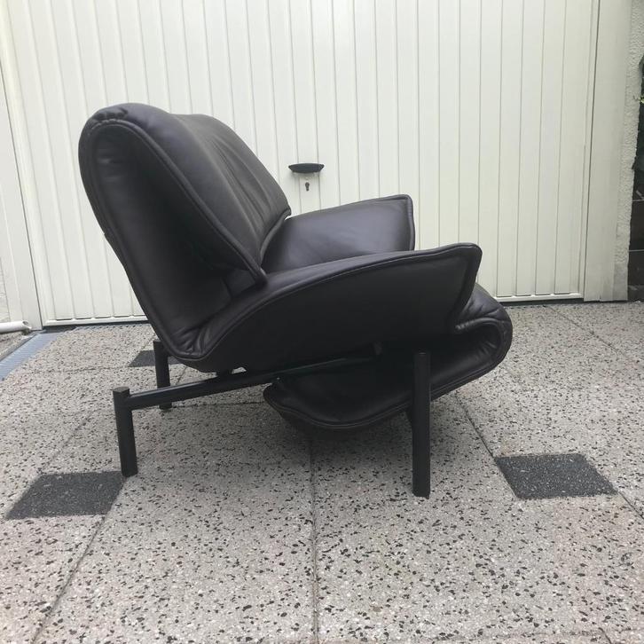 Vintage Cassina Veranda fauteuil lounge chair stoel leer, Huis en Inrichting, Fauteuils, Gebruikt, Leer, 50 tot 75 cm, 75 tot 100 cm
