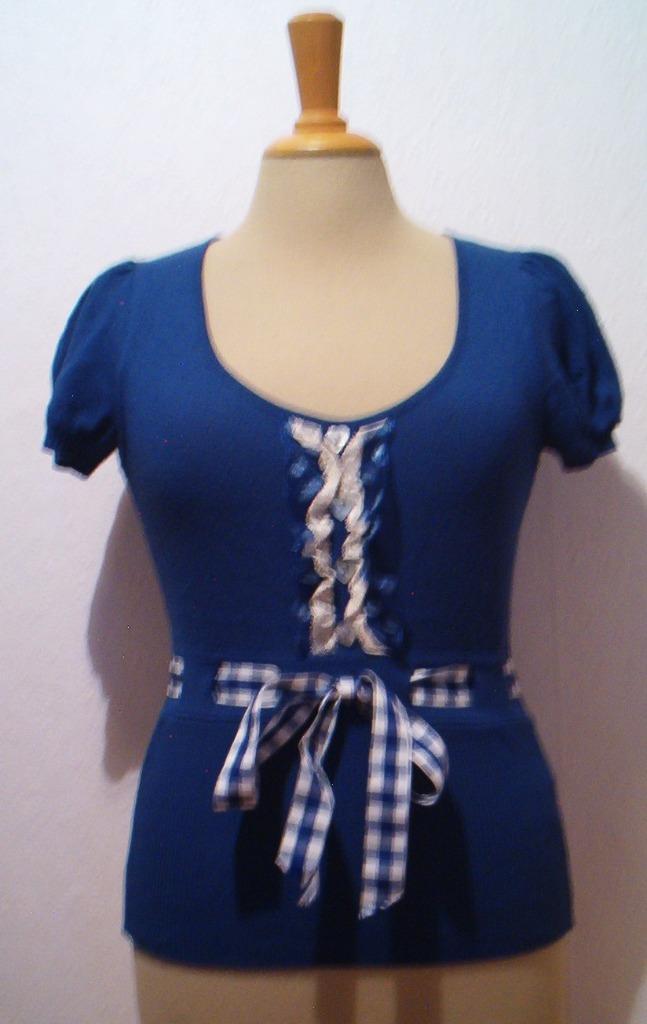 Schattige top met hartjes knopen van Fornarina! M, Kleding | Dames, Tops, Zo goed als nieuw, Maat 38/40 (M), Blauw, Korte mouw