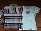 Trui en T-shirt.  152 158. Paars roze gestreept, lila hart, Ophalen of Verzenden, Zo goed als nieuw, Meisje, Trui of Vest