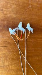 Sier vogels op lange pin stokjes vintage jaren 70, Ophalen of Verzenden, Zo goed als nieuw
