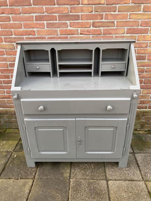 Secretaire , Massief eiken , Geschilderd, Huis en Inrichting, Kasten | Secretaires, Gebruikt, Ophalen