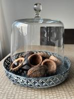 Leuke glazen STOLP met zinken schaal., Ophalen, Zo goed als nieuw