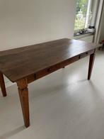Eiken houten langwerpige eettafel met 2 laatjes, Ophalen, Gebruikt, Lengte 1.80 meter en 92 cm breed, Eikenhout