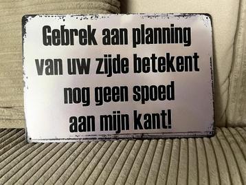 Gebrek aan planning metalen tekstbord (Old Look) beschikbaar voor biedingen