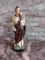 Antiek brocant heiligenbeeldje Jozef met Jezus  gips, Antiek en Kunst, Ophalen of Verzenden