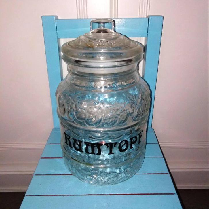 Vintage rumtopf van glas zie omschrijving, Huis en Inrichting, Keuken | Keukenbenodigdheden, Gebruikt, Ophalen