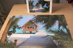 Puzzel 1000 stukjes strandtent en palmbomen, Ophalen of Verzenden, 500 t/m 1500 stukjes, Zo goed als nieuw