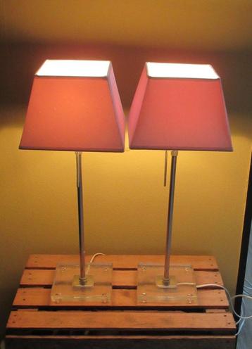 Setjes Ikea lampenvoeten ijsglas met zilverkleurige kappen. beschikbaar voor biedingen