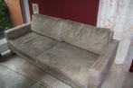 4 -Zits bank Beige leer met stalen onderstel, Ophalen, Gebruikt, Rechte bank, Modern