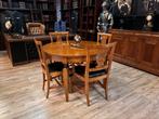 Engelse ronde tafel met 4 stoelen, Antiek en Kunst, Antiek | Meubels | Tafels, Ophalen of Verzenden