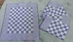 Vintage theedoek keukendoek geruit 100% katoen 70x63 (AL137), Huis en Inrichting, Ophalen of Verzenden, Zo goed als nieuw, Blauw
