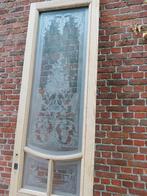 257hx70br Hoge smalle deur met prachtig geetst glas, bloemen, Ophalen