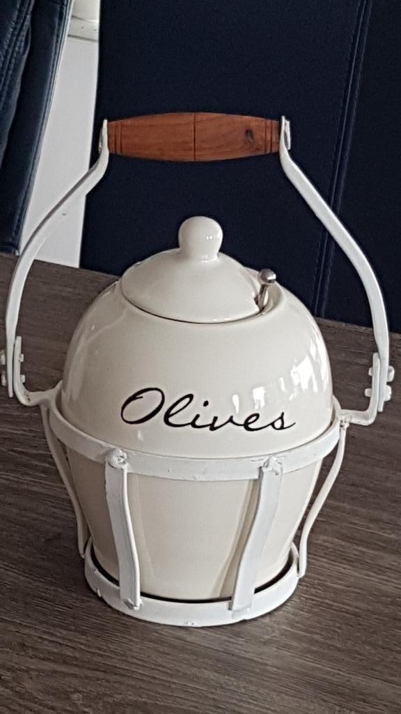 RM Olijvenpot in houder, Huis en Inrichting, Keuken | Keukenbenodigdheden, Gebruikt, Ophalen