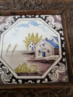 wandtegel in houten lijst bolward 1750/1775, Antiek en Kunst, Antiek | Wandborden en Tegels, Ophalen of Verzenden