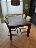 Nette eettafel en 4 stoelen te koop aangeboden, Huis en Inrichting, 50 tot 100 cm, 150 tot 200 cm, Landelijk, Rechthoekig