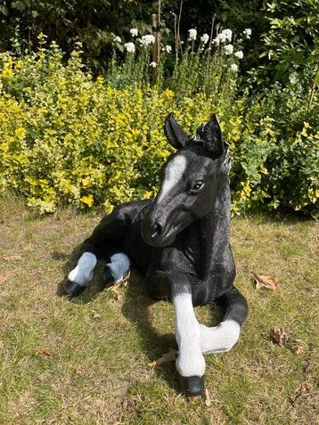 (Tuin)Beeld Paard, pony, liggend, tuin, gazon, manege, 65cm beschikbaar voor biedingen