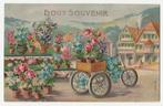 Driewielers.  Fietsen.  Bloemen.  Reliëfkaart., Verzamelen, Ansichtkaarten | Themakaarten, Verzenden, Voor 1920, Gelopen, Overige thema's