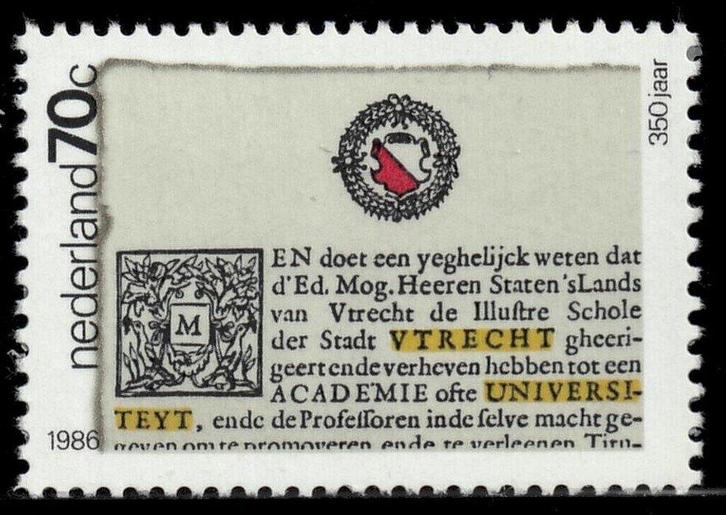 NVPH 1357 Oprichtingsdocument van de Universiteit van Utrech, Postzegels en Munten, Postzegels | Nederland, Postfris, Na 1940