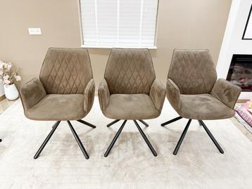3 Draaibare Eetkamerstoelen - Bruin beschikbaar voor biedingen