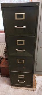 STALEN OUDE LADEKAST VINTAGE, Huis en Inrichting, Kasten | Roldeurkasten en Archiefkasten, Ophalen, Zo goed als nieuw, 25 tot 50 cm