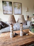 Houten balusterlampen, Huis en Inrichting, Lampen | Tafellampen, Zo goed als nieuw, Minder dan 50 cm, Hout, Ophalen