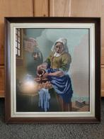 Melkmeisje geborduurd in lijst, Antiek en Kunst, Kunst | Schilderijen | Klassiek, Ophalen