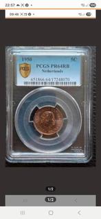 5 Cent (Stuiver) 1950 PR64 RB by PCGS. PP. Zeldzaam., Postzegels en Munten, Munten | Nederland, Ophalen of Verzenden, Koningin Juliana