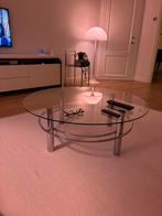 Glazen Ronde Retro Salontafel/Coffeetable, Ophalen, 100 tot 150 cm, Rond, 50 tot 100 cm