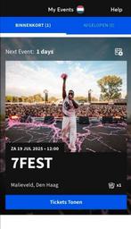 7 FEST KAARTJE TE KOOP, Tickets en Kaartjes, Eén persoon, Augustus