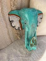 Nieuw houten olifantenkop turquoise, Ophalen of Verzenden, Nieuw