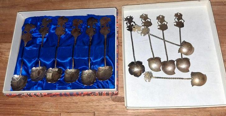 Oude thee lepels uit Indonesië.., Antiek en Kunst, Antiek | Goud en Zilver, Zilver, Ophalen of Verzenden