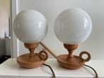 2 vintage retro lampen tafellampjes nachtkastje kandelaar, Ophalen of Verzenden