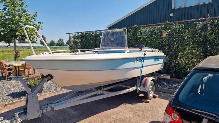 Askeladden 470 consoleboot.., Watersport en Boten, Speedboten, Zo goed als nieuw, 3 tot 6 meter, Benzine, Minder dan 70 pk, Polyester