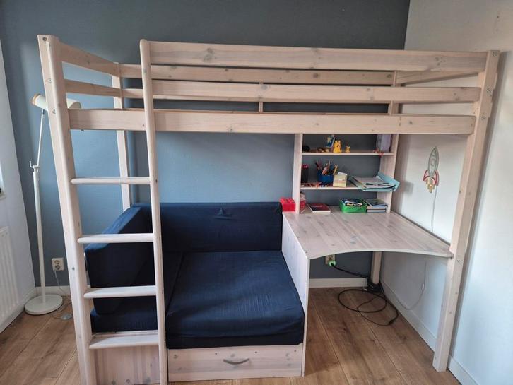 Hoogslaper met Bureau en Bank, Kinderen en Baby's, Kinderkamer | Stapelbedden en Hoogslapers, Gebruikt, Hoogslaper, Ophalen