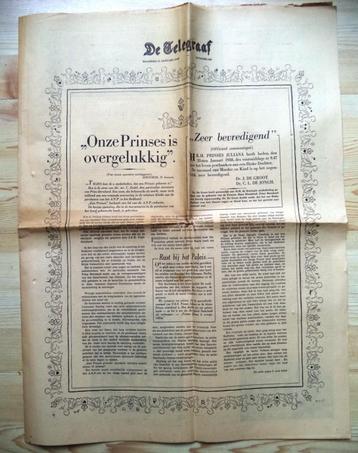 1938 31 januari De Telegraaf Geboorte Prinses Beatrix beschikbaar voor biedingen