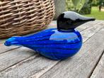 Mondgeblazen vogel blauw zwart glas, Antiek en Kunst, Kunst | Designobjecten, Ophalen of Verzenden