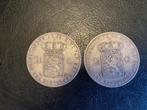 2 zilveren rijksdaalders Willem III 1872-‘73, Postzegels en Munten, Munten | Nederland, Koning Willem III, Zilver, 2½ gulden, Verzenden