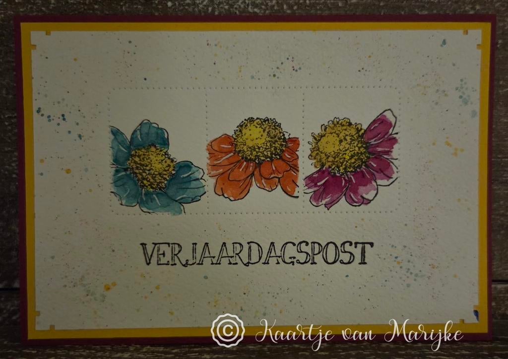 Verjaardagskaart met bloemen, Ophalen of Verzenden, Overige thema's